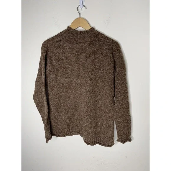 Vintage Sweater Womens Large VNeck Wool Blend Kangaroo Pocket Brown In Knit - Picture 3 of 6